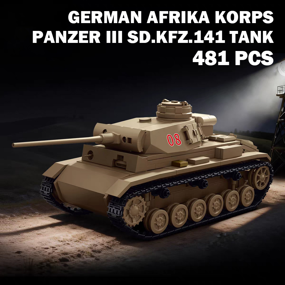 Lego Compatible Military Tank - WOII Afrika Korps Panzer III Sd.Kfz.141