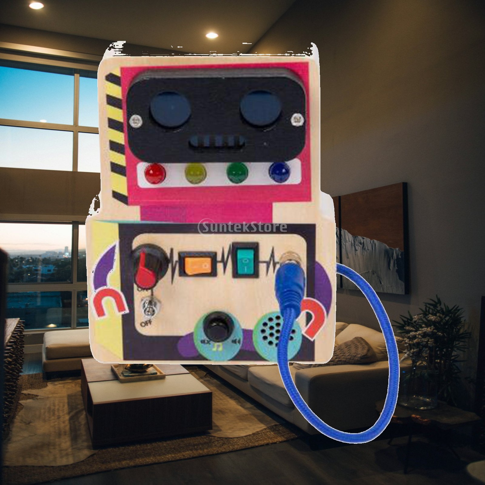 Montessori Wooden Busy Board Toddler - LED Houten Zintuiglijk Bord voor Peuters,